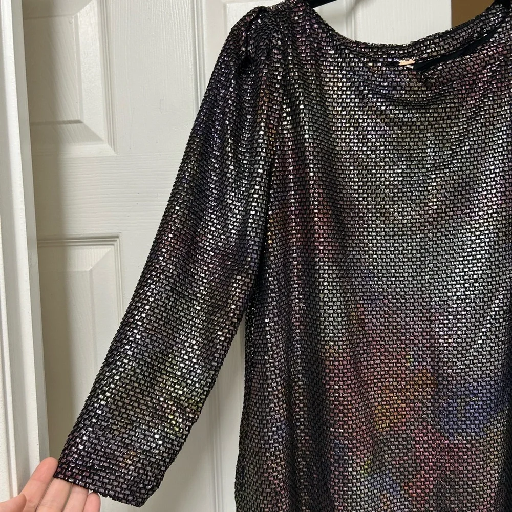 Free People Diamonds Are Forever Metallic Shift Mini Dress | Size S